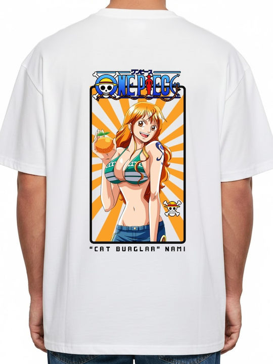 Tricou Oversized One Piece Nami Alb Pop Culture