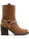Leder Damen Stiefeletten Tabac Braun