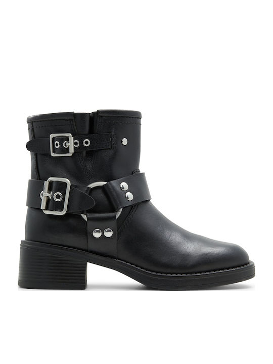 Leder Damen Stiefeletten Schwarz