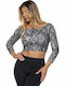 Women's Athletic Crop Top Long Sleeve Fast Drying Multicolour