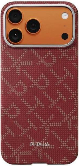 Pitaka Case Iphone 17 Pro Max Ultra-slim Pitatap Monogram-gold/red