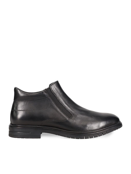 Leather Black Men's Boots with Zipper