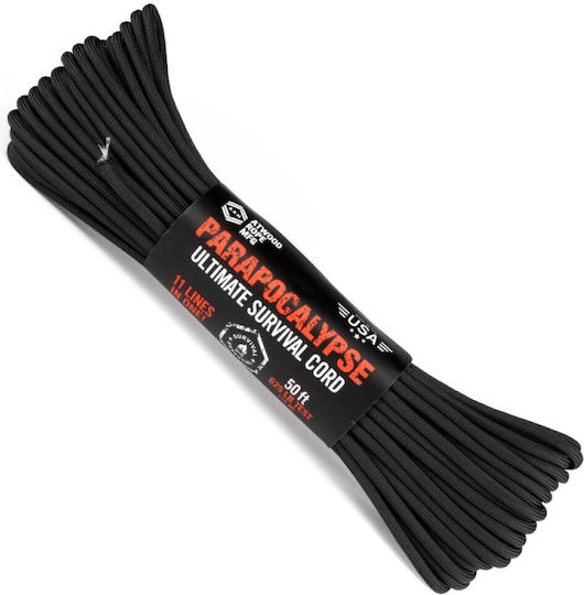 Atwood Rope Mfg Αρτάνη Parapocalypse Ultimate Survivor Cord 50ft Μαύρο
