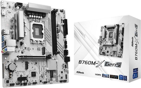 ASRock B760M-X Gen5 Дънна платка Micro ATX с Intel 1700 Сокет