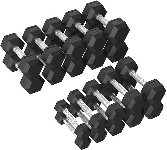 Tunturi Platinum Σετ Εξάγωνων Αλτήρων Λάστιχο 1-10kg