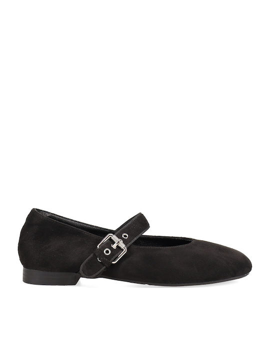 Migato Suede Γυναικείες Μπαλαρίνες Μαύρες