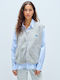 Kurze Ärmellose Fleece Damen Strickjacke mit Reissverschluss Melange