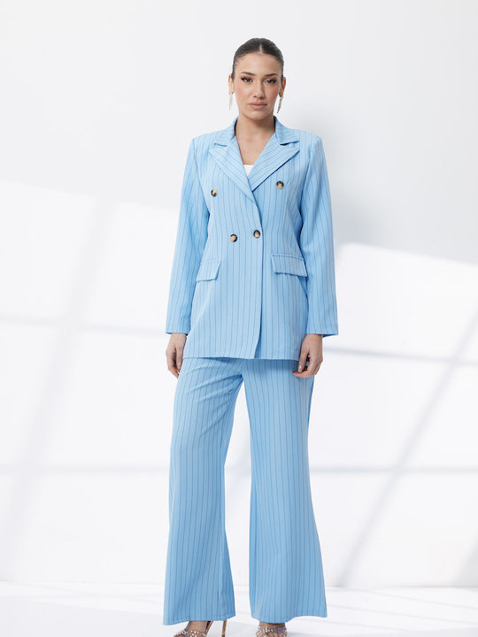 Women's Light Blue Suit in Loose Fit