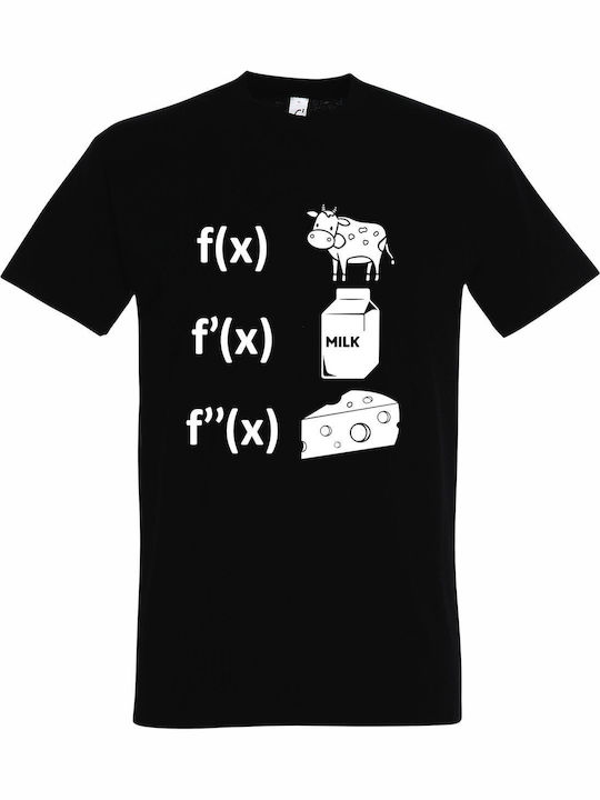 T-shirt Унисекс Черен с Щампа Cow Milk Cheese M...