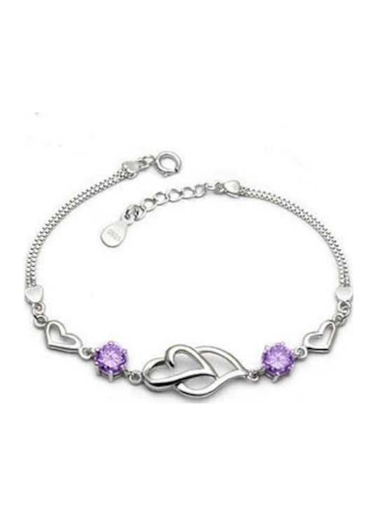 Women's Bracelet with design Heart made of Silver with Zircon