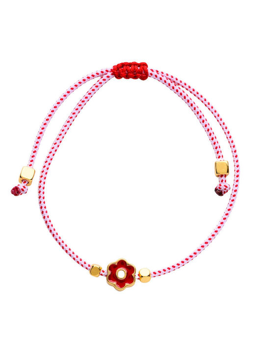 Philio Women's Bracelet Martaki with design Flower Gold Plated