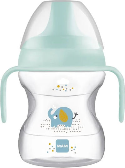 Mam Learn To Drink Cup Educational Baby Sippy Cup Plastic with Handles Light Blue for 6m+ 190ml