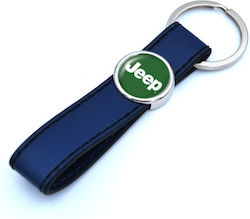 Leather Strap Blue Keychain Enamel Logo Jeep 10282-k