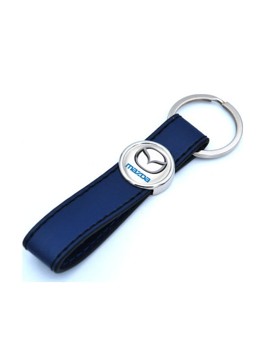Leder Schlüsselanhänger Blau Logo Email Mazda 10297-k
