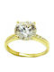 Mertzios.gr Single Stone Ring Made of Silver with Moissanite