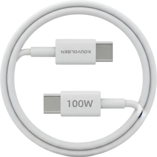 Kouvolsen USB 2.0 Cable USB-C male - USB-C 100W Λευκό 1m
