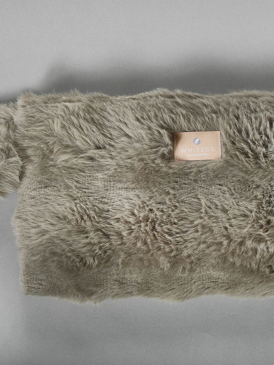 Furry Toiletry Bag Zipper T400-3 Khaki Handle Furry White Egg 19x30 1 Pc