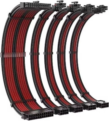 Sleeved Cables Set Black-Red 24p 8p+8p Cpu 8p 6+2 +8p 6+2 Gpu