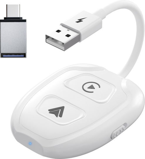Wireless Adapter Tht-020-9-1 Apple Carplay Android Auto Usb-type-c Dongle 5g Wifi Bluetooth Automatic Connection White