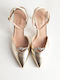 Synthetic Leather Pointed Toe Stiletto Gold High Heels