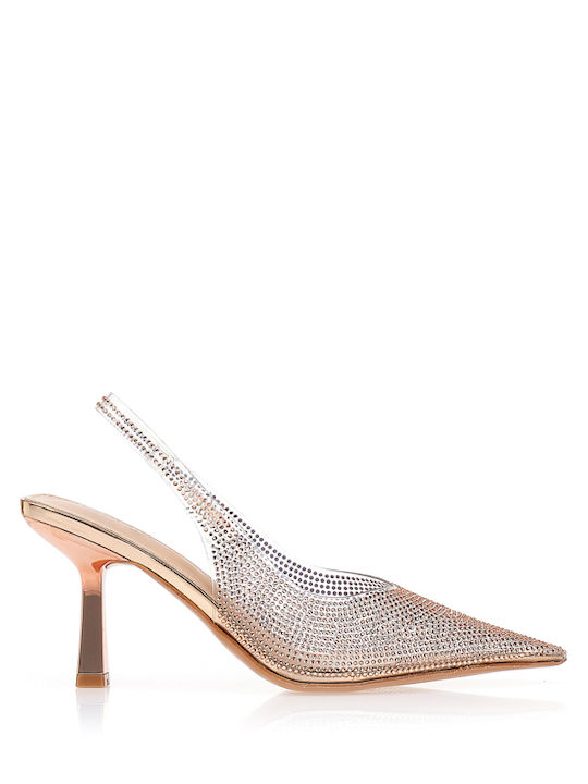Synthetic Leather Pointed Toe Gold High Heels
