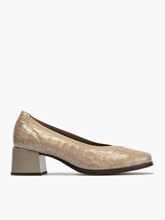 Patent Leather Beige Medium Heels
