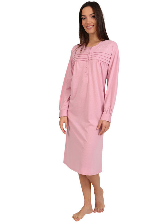 Lydia Creations Winter Women's Nightdress Pink