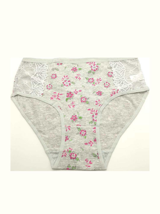 Cotton Women's Briefs with Lace Gray