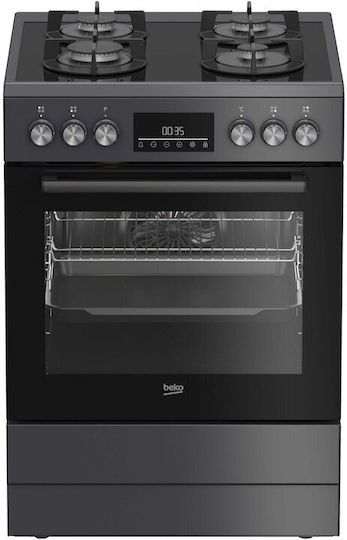 Beko Κουζίνα 72lt με Εστίες Υγραερίου Π60εκ. Γκρι