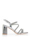 Sandalen aus Lackleder mit Strass Silber