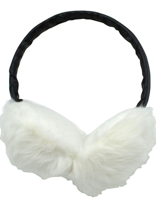 Unisex Earmuff Πλεκτό σε Λευκό χρώμα