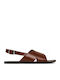 Tia Women's Flat Sandals in Brown Color