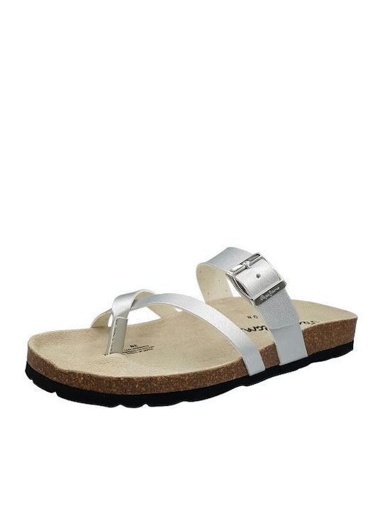 Pepe Jeans Women's Flat Sandals in Silver Color