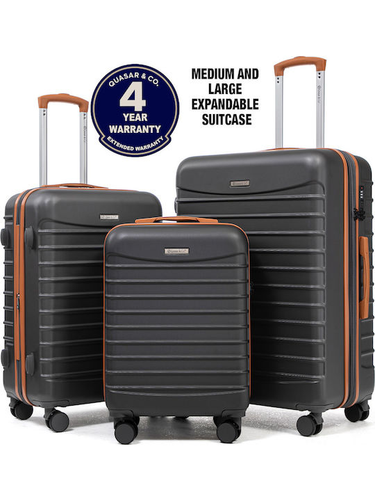 Quasar Valize de Călătorie Dure Gray/brown cu 4 roți Set 3buc