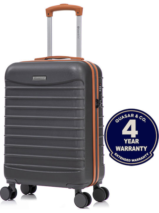 Quasar Valiză De Călătorie Cabină Tough Gri/Maro Cu 4 Roți Înălțime 55 Cm