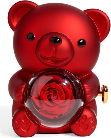 Elemar Künstliche Rose mit Teddybär – Drehbarer Schmuckkästchen