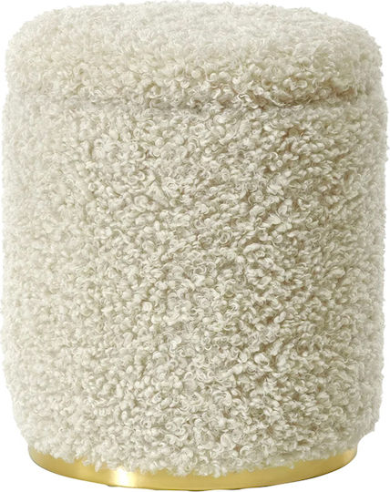 Табуретка Дневна стая с Място за Съхранение Текстил Cream Bouclé 33x33x39бр