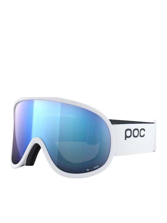 Poc Μάσκα Σκι & Snowboard Ενηλίκων Λευκή με Φακό σε Μπλε Χρώμα