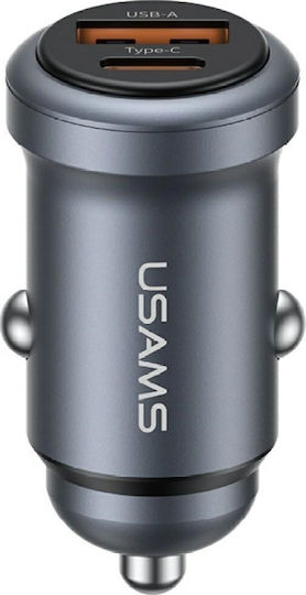 Usams Auto-Ladegerät 30W Schnellladung mit Anschlüssen: 1xUSB 1xType-C
