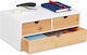 Relaxdays Χάρτινο Συρταράκι Γραφείου 3 Θέσεων 33x21x14cm Λευκό