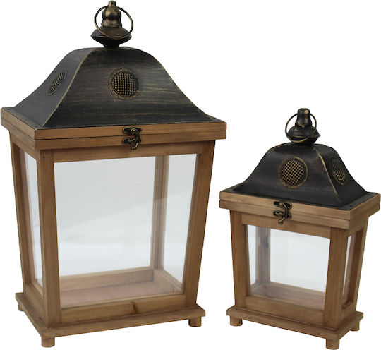 InTheBox Raisa Φαναράκι Ξύλινο Επιτραπέζιο Καφέ 28x20x49εκ.