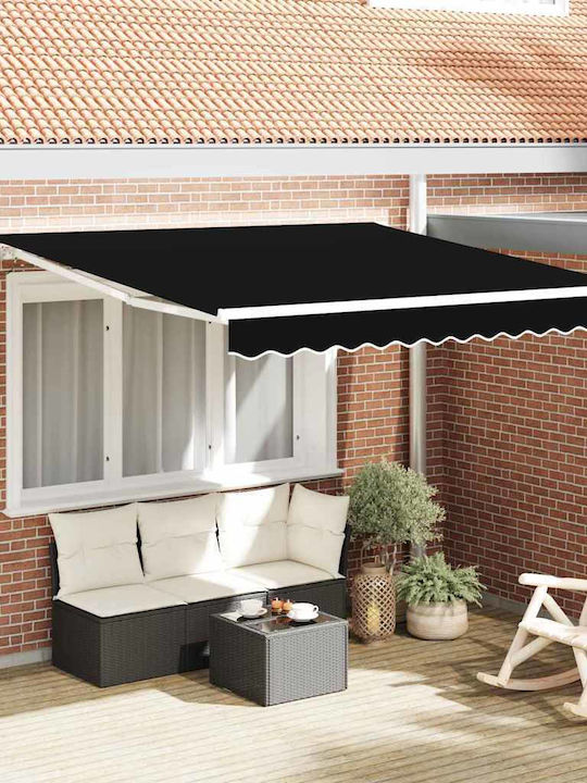 vidaXL Τέντα Βεράντας με Led Μαύρη 3.5x2.5m