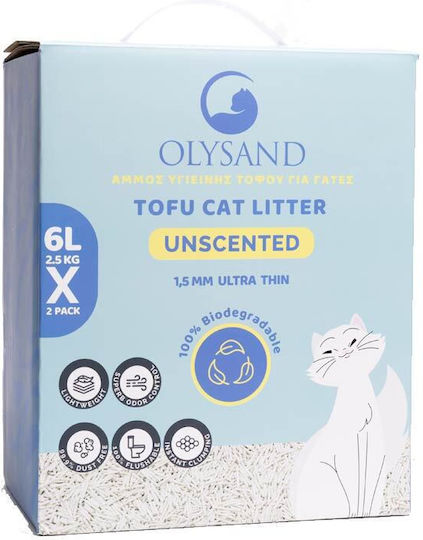 Olysand Φυτική Άμμος Γάτας Tofu Ψιλόκοκκη με Άρωμα Φρεσκάδας 6lt