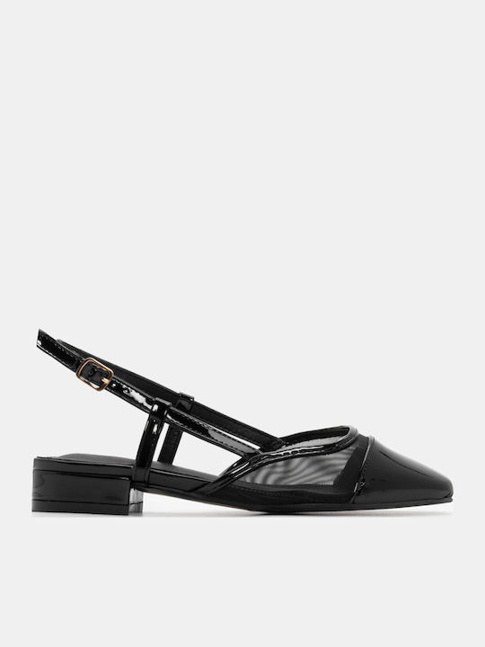 Luigi Pointed Toe Black Low Heels with Strap