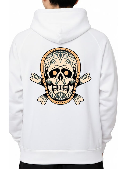 Блуза с качулка Muerte Skull Pop Culture Бяла