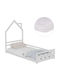 Pat pentru Copii Single cu Saltea Alb 90x190cm