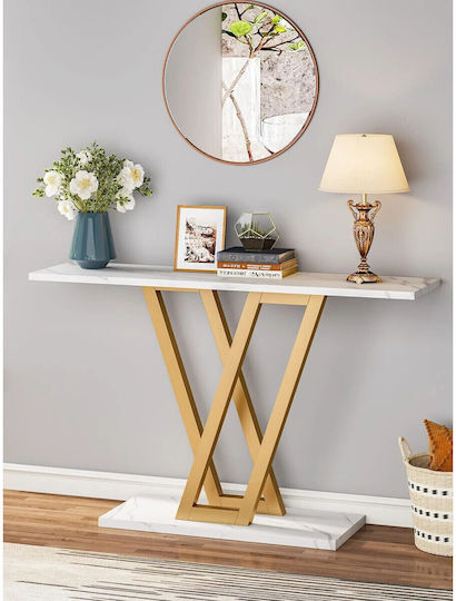 Konsole White/gold Marble Imitation L110xB30xH80cm