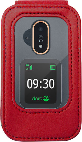 Bigben Handyhülle Doro 7080 6880 Leva Telefon Faltbare Klappe Nackenriemen Rote Farbe