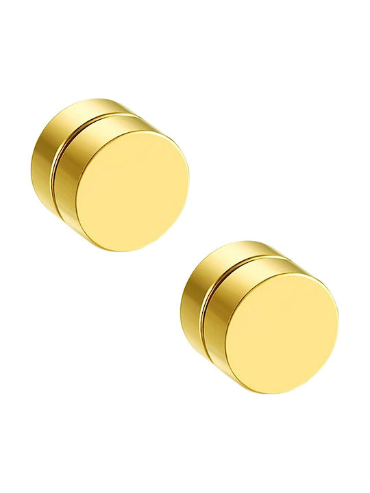 Theodora's Jewellery Men's Steel Gold Plated Light Blue Earrings
