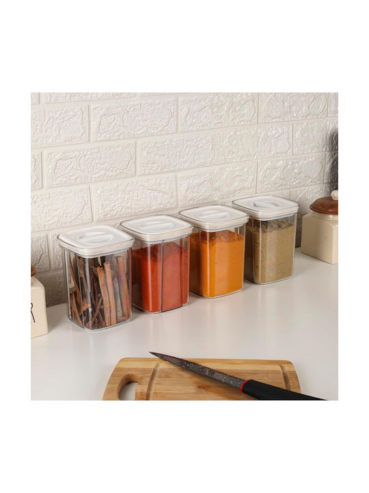 Belle Vous Set 4 Bucăți Vaze pentru Zahăr / Paste / Cereale / Ceai / Cafea cu Capac Ermetic Plastic Transparent 1300ml 4 Bucăți